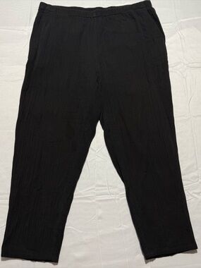 Eileen Fisher Women's 100% Organic Cotton Ripple Pant Cropped Black Large